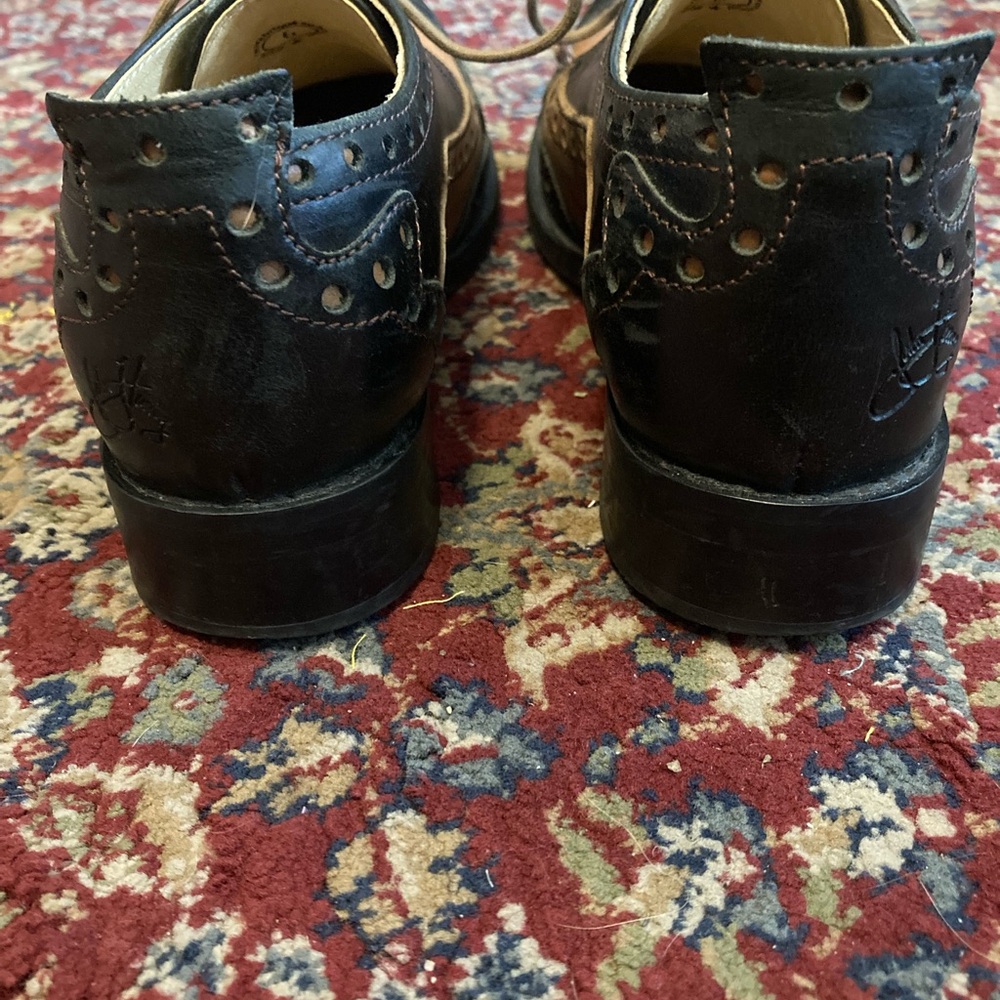 John Fluevog Black and Tan Leather Loafers - Picture 6 of 9